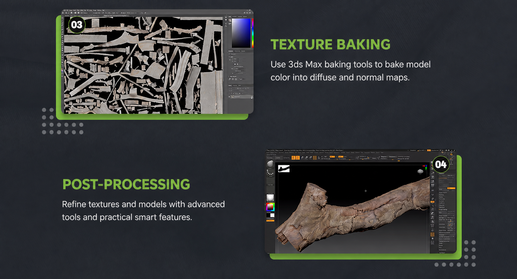 Texture baking and post-processing